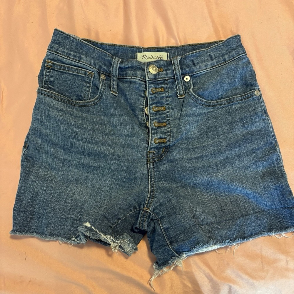 ♾️Madewell High-Rise Denim Micro Jorts Button Fly Sz 25 Cutoff Y2K Summer♾️